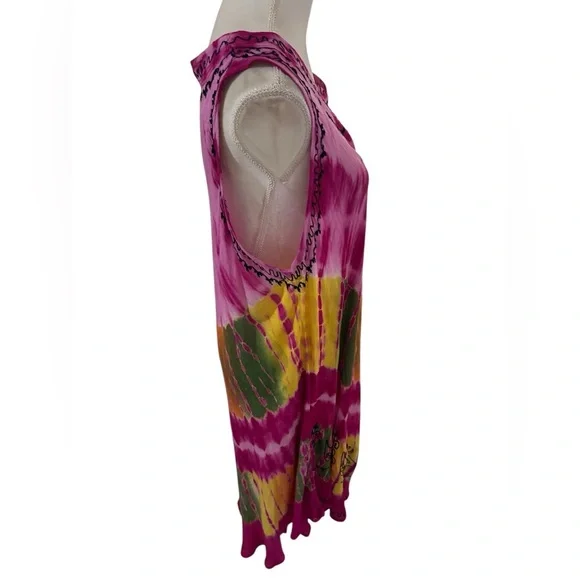 Sleeveless Tie Dyed Boho Hippie Gypsy Twist Dress ONE SIZE - Picture 6 of 7
